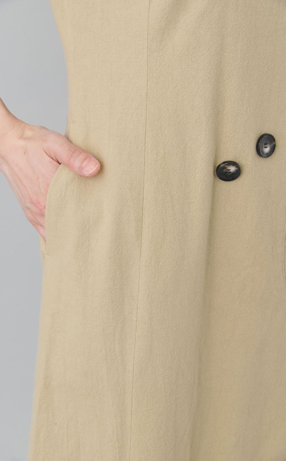 コットンリネンフロントボタンワンピース