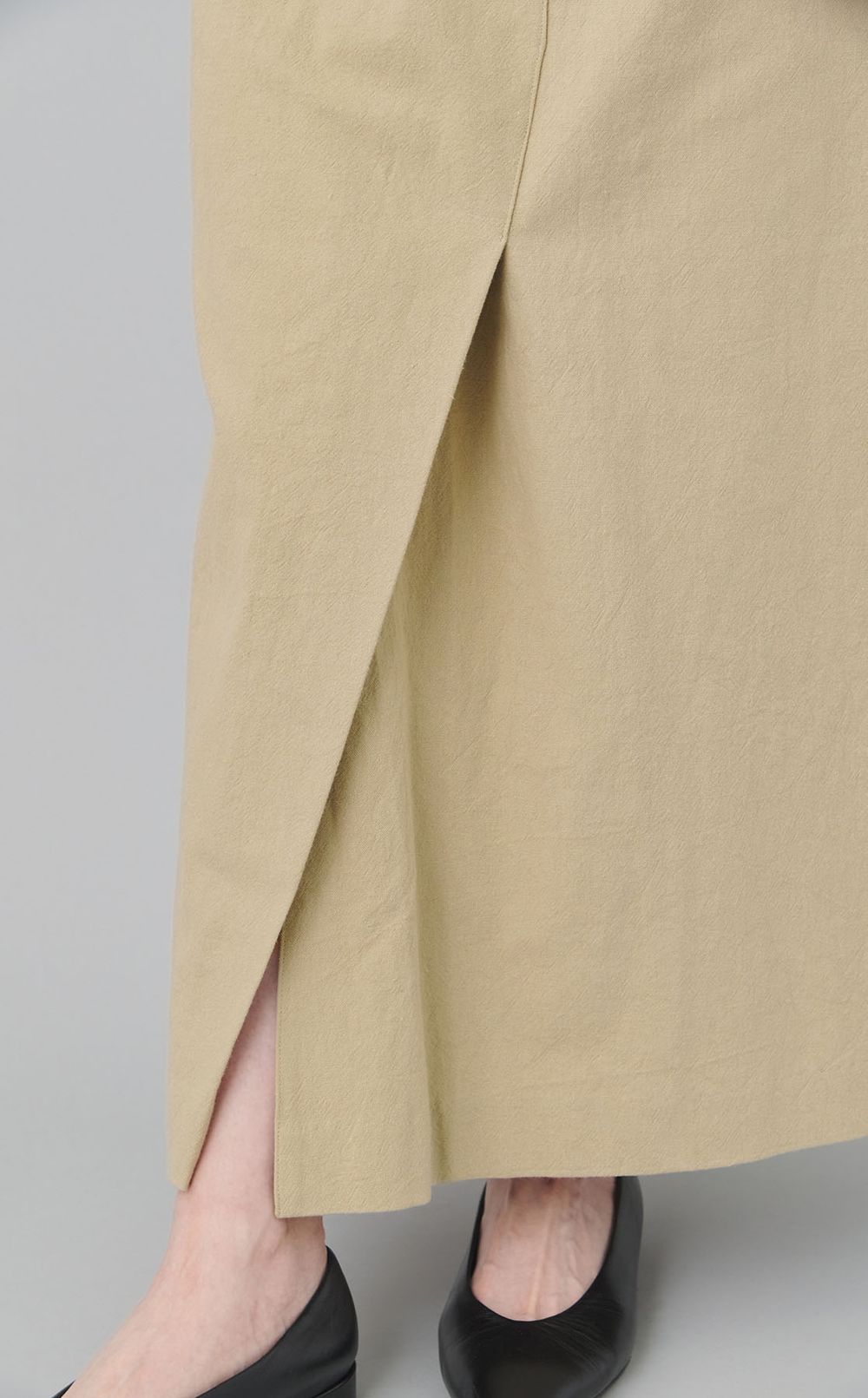 コットンリネンフロントボタンワンピース