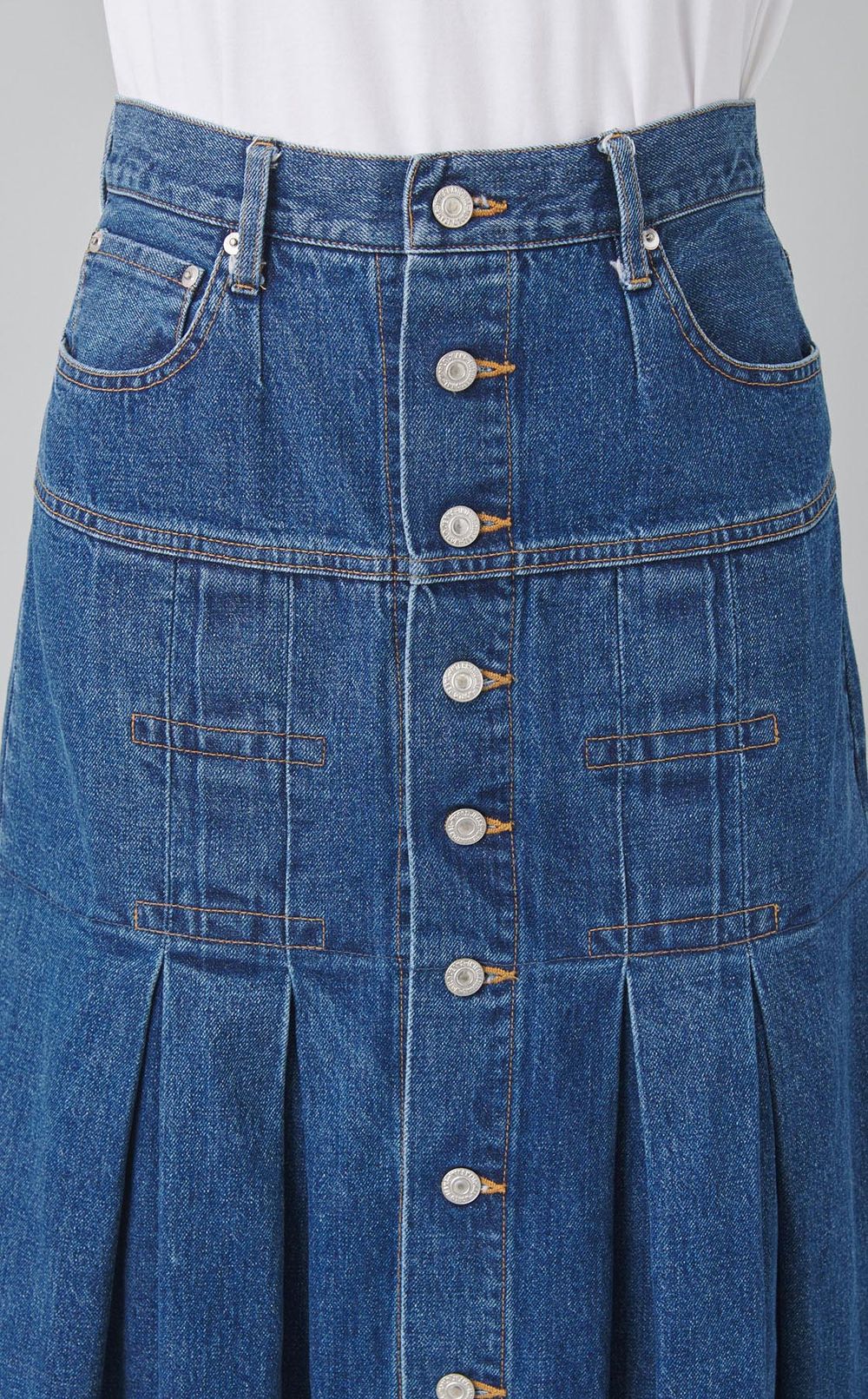 デニムフロントボタンタックスカート