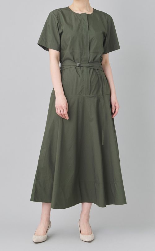 コットンナイロンベルテッドワンピース