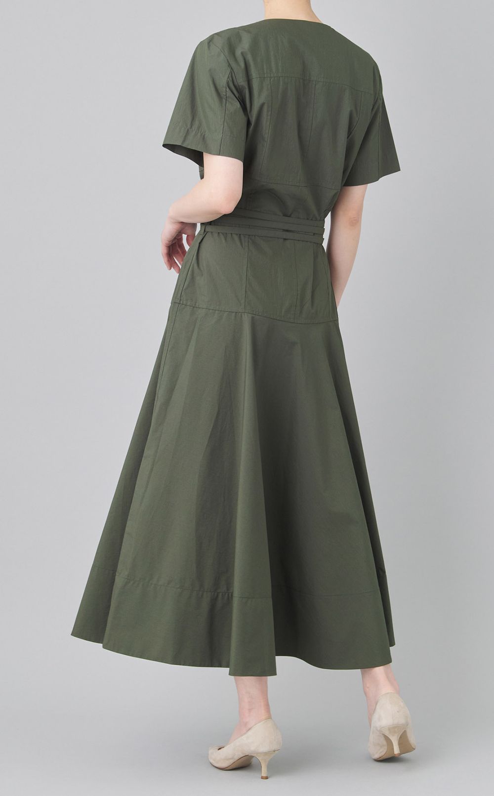 コットンナイロンベルテッドワンピース