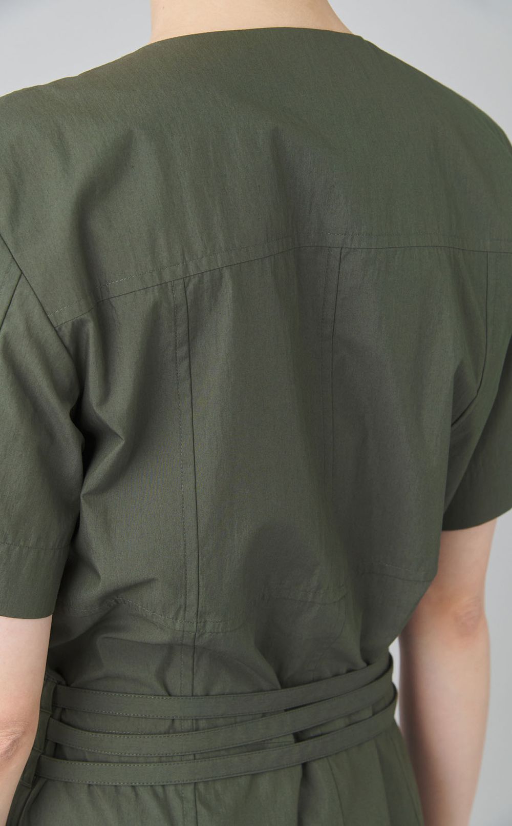 コットンナイロンベルテッドワンピース