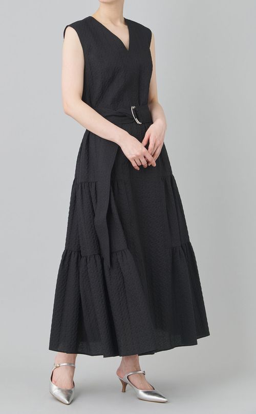 ジャガードサイドギャザーワンピース