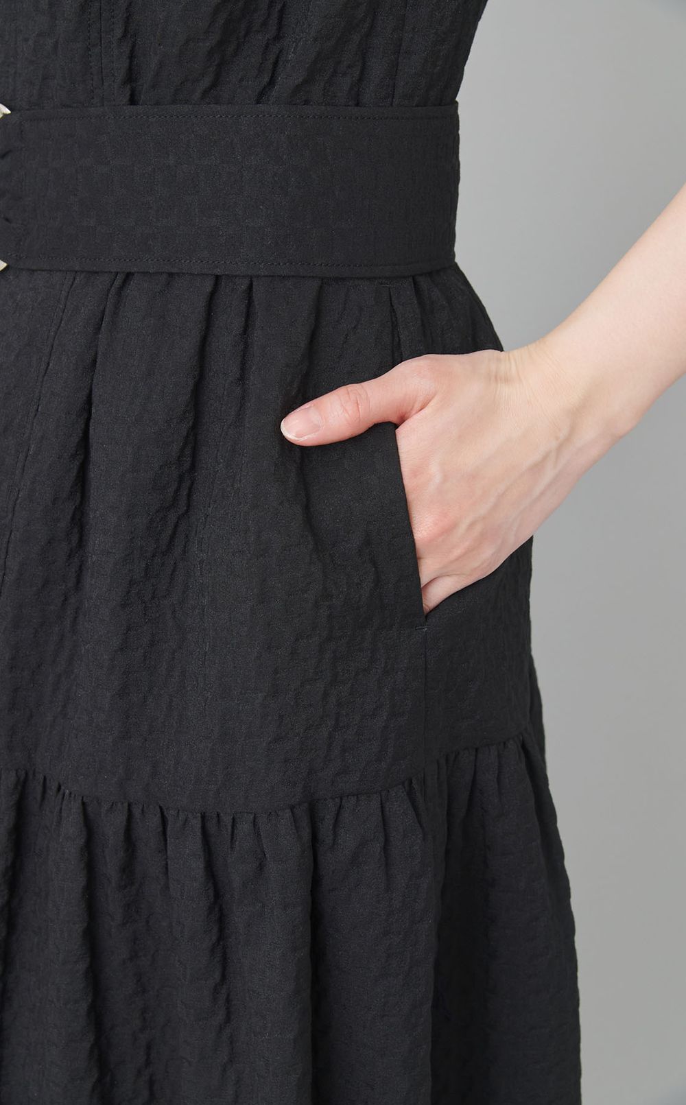 ジャガードサイドギャザーワンピース