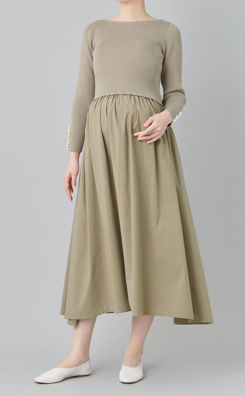 パールスリーブフレアワンピース