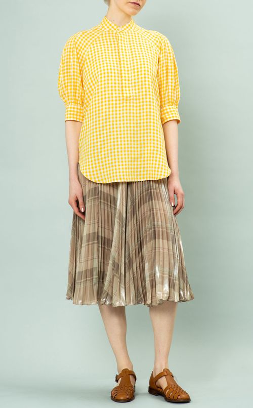 リネンギンガムチェックブラウス