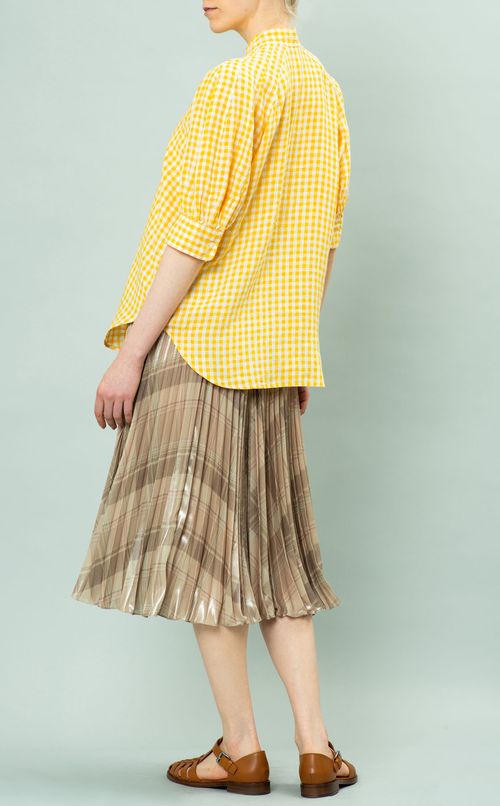 リネンギンガムチェックブラウス