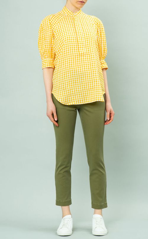 リネンギンガムチェックブラウス