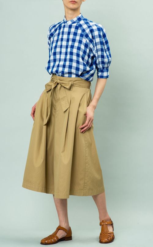 リネンギンガムチェックブラウス