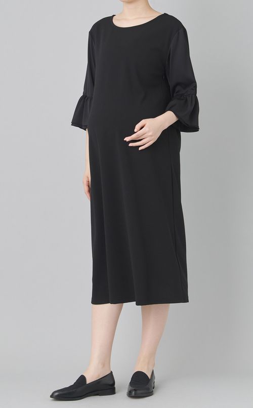 ベルスリーブジャージーワンピース
