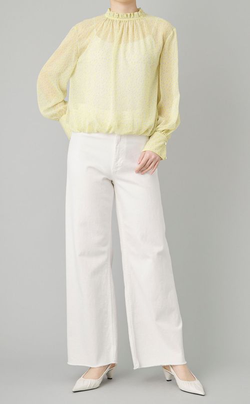 ミニフラワーギャザーネックブラウス