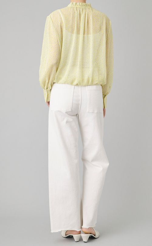 ミニフラワーギャザーネックブラウス