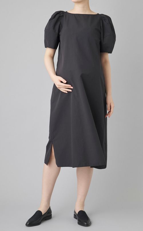 ギャザースリーブボートネックワンピース