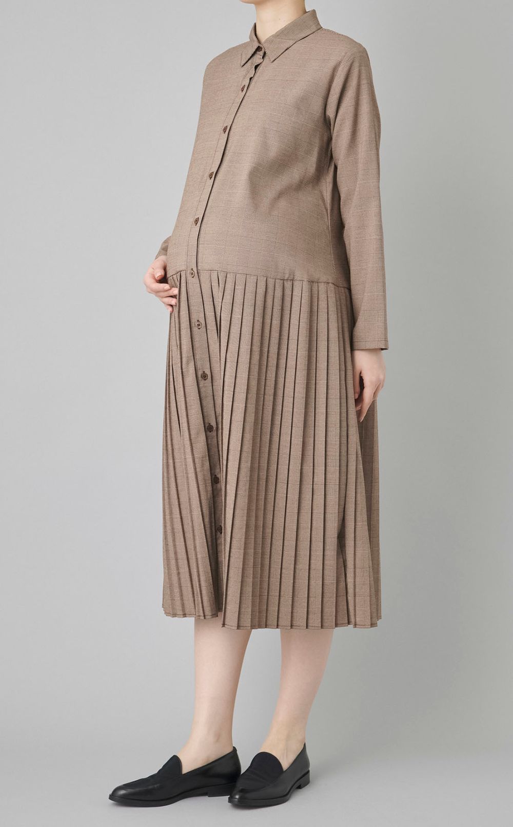 プリーツシャツワンピース
