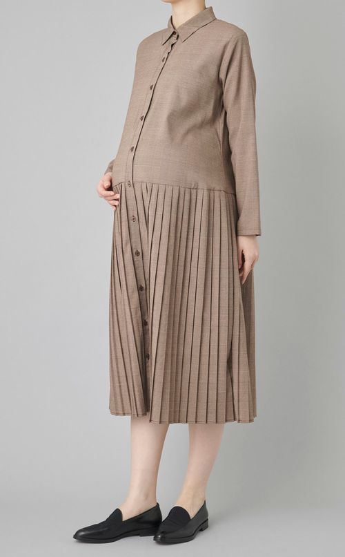 プリーツシャツワンピース