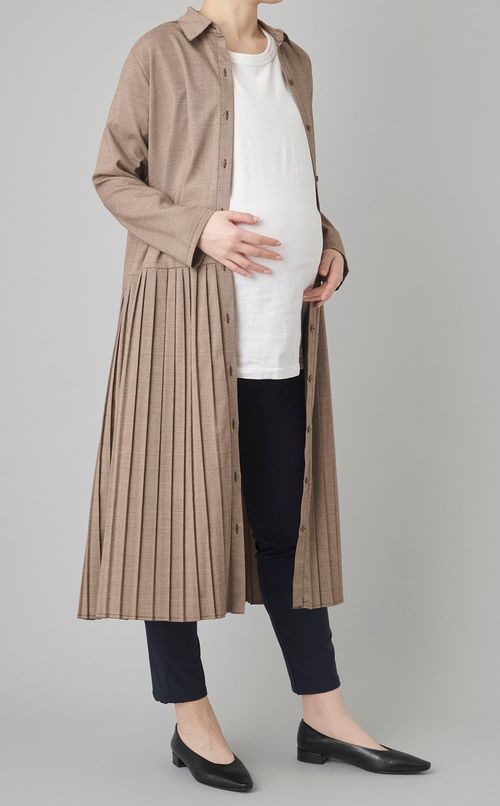 プリーツシャツワンピース