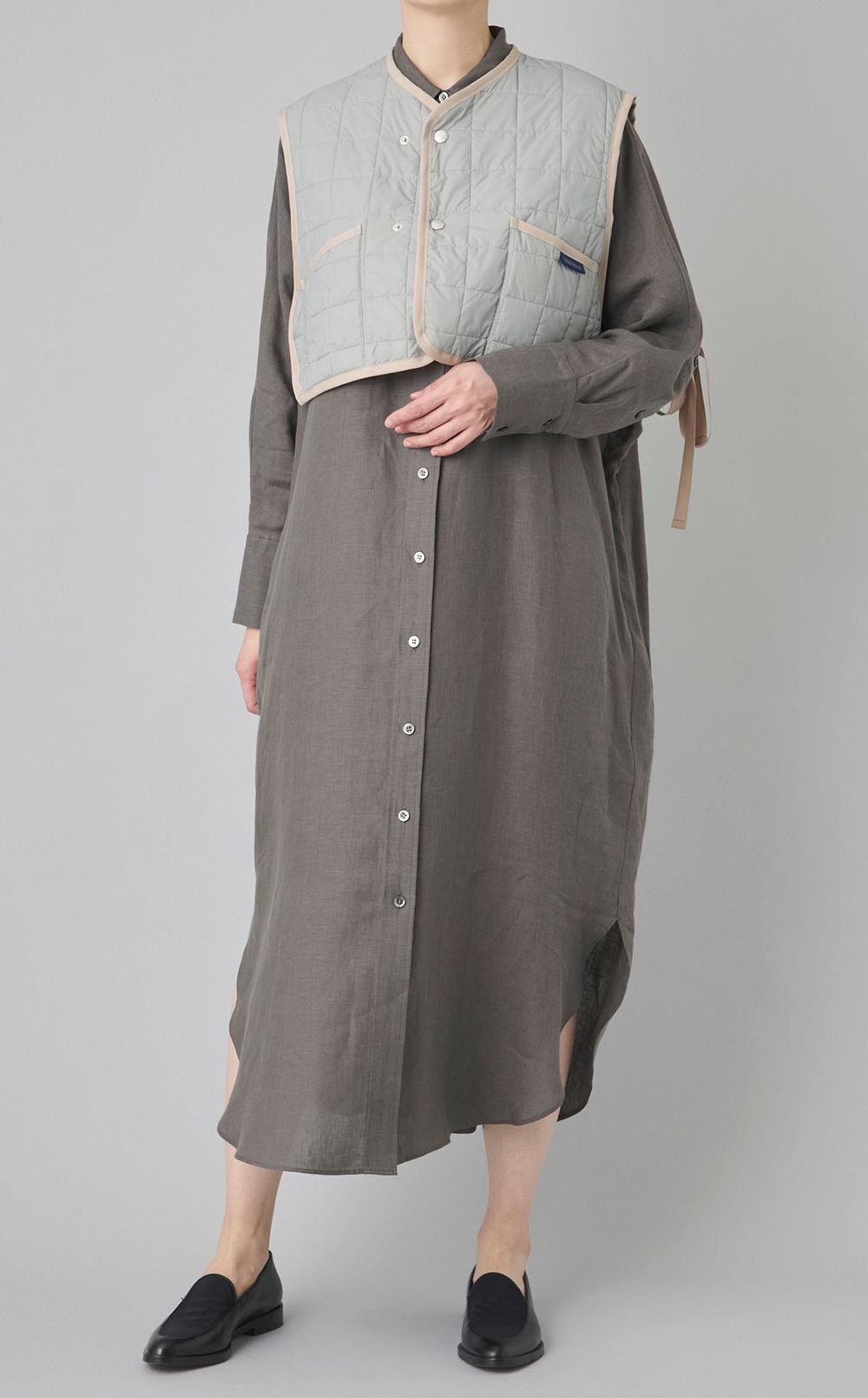 リネンロングシャツワンピース