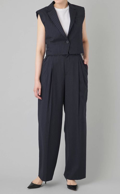 ローウェストストライプワイドパンツ