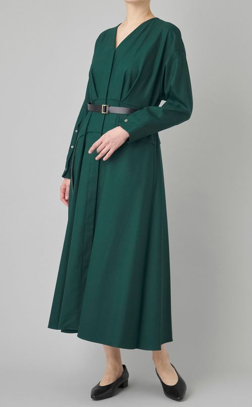 Vネックベルテッドワンピース