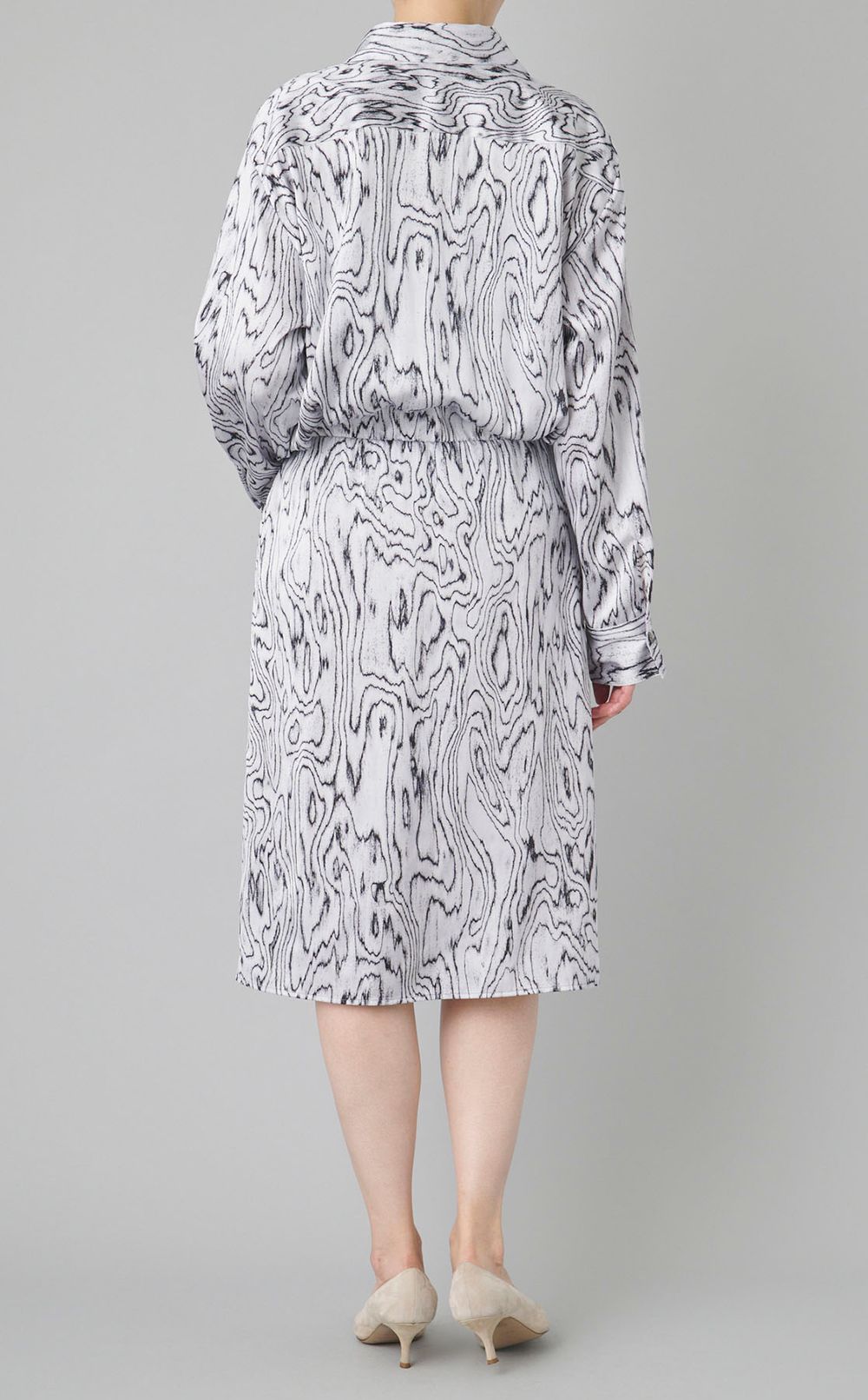 プリントサテンシャツワンピース