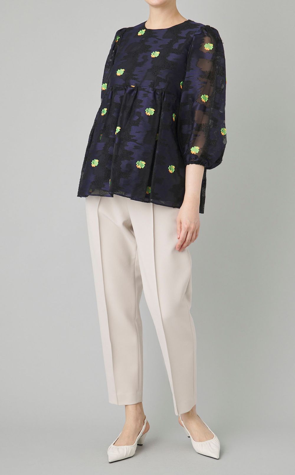 コーラルジャガードブラウス