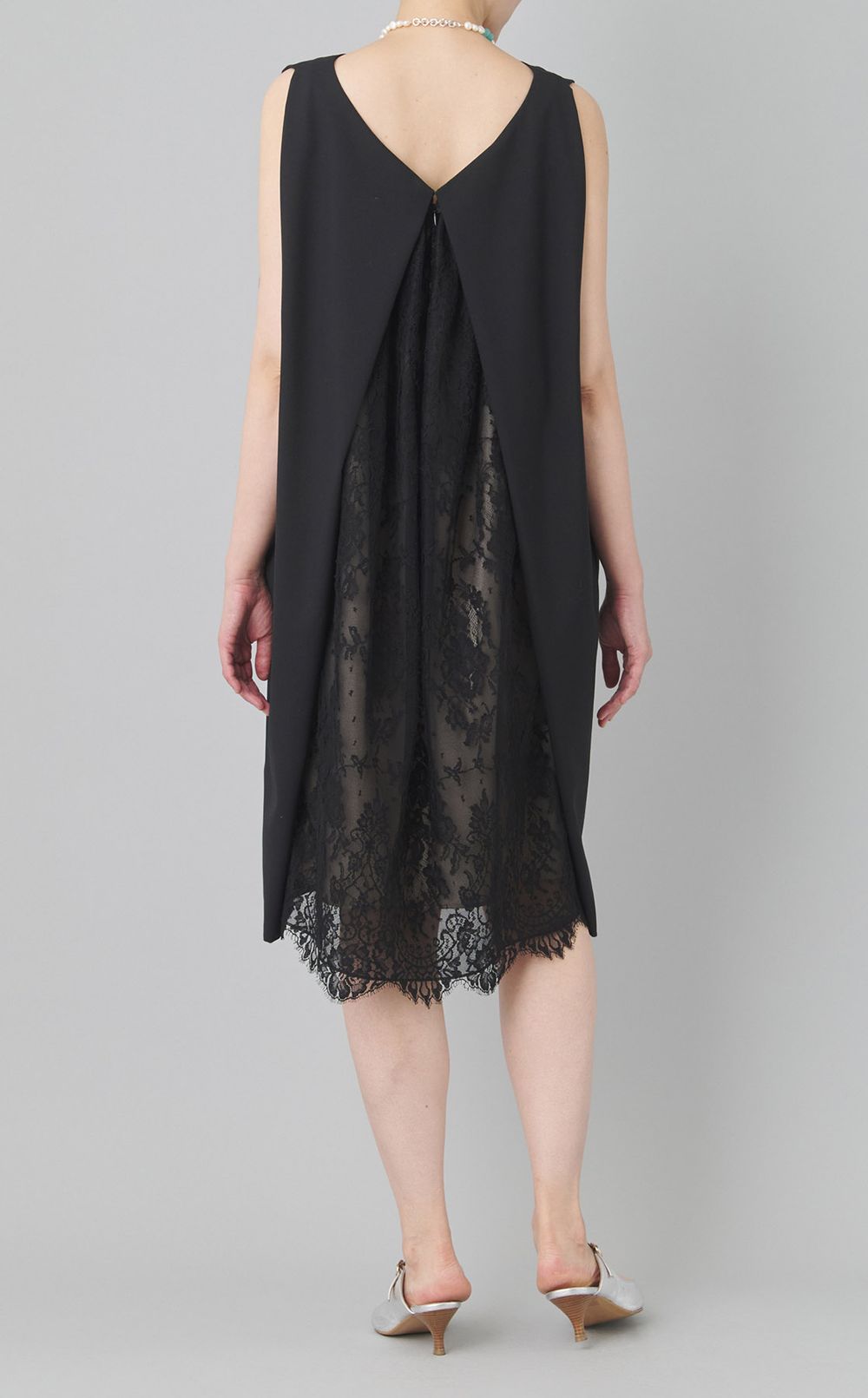 ウールミックスバックレースドレス