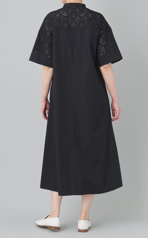 レース切替シャツワンピース