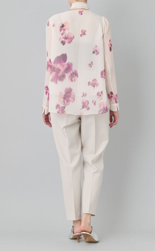 フラワープリントボウタイブラウス