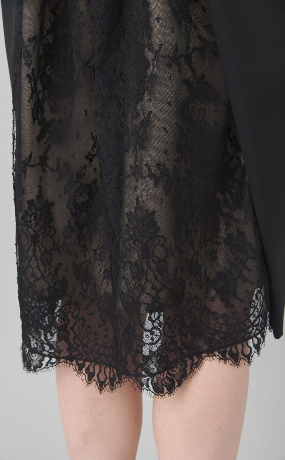 ウールミックスバックレースドレス