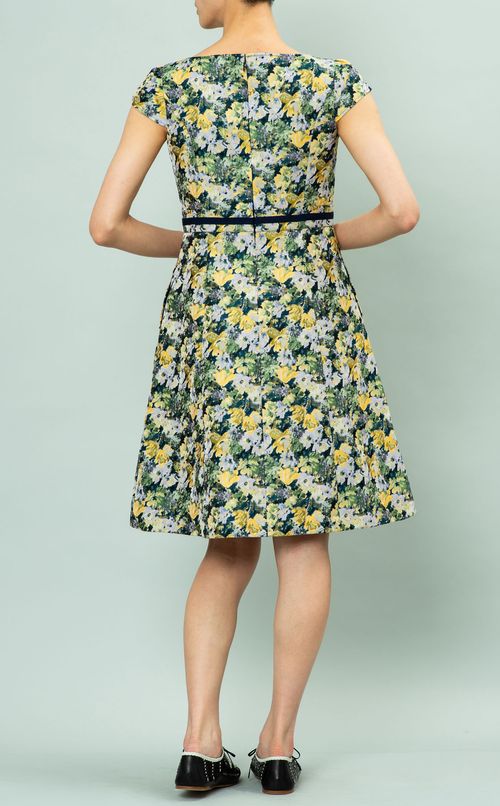 フラワープリントジャガードワンピース