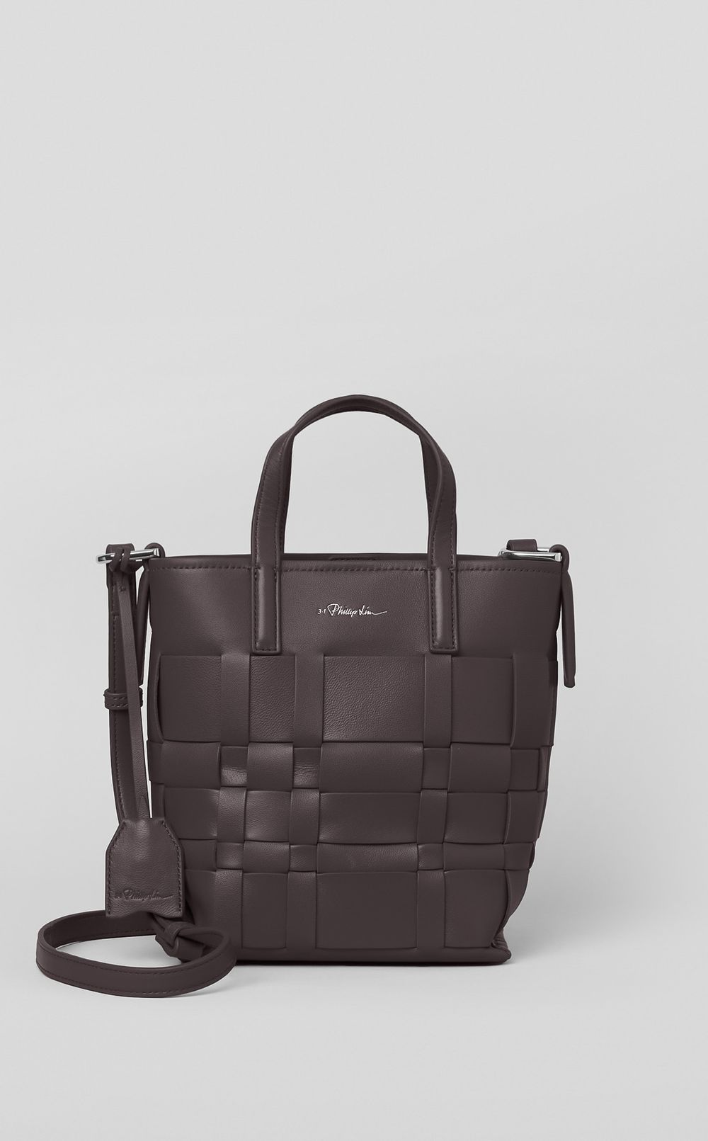 ミニモダン格子バゲットバッグ