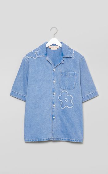 デニムパッチショートスリーブシャツ