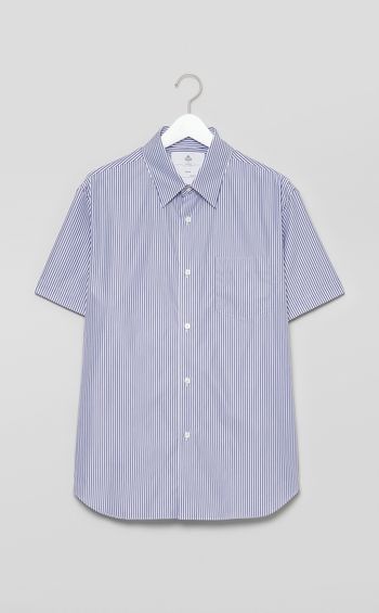 バックプリーツストライプシャツ