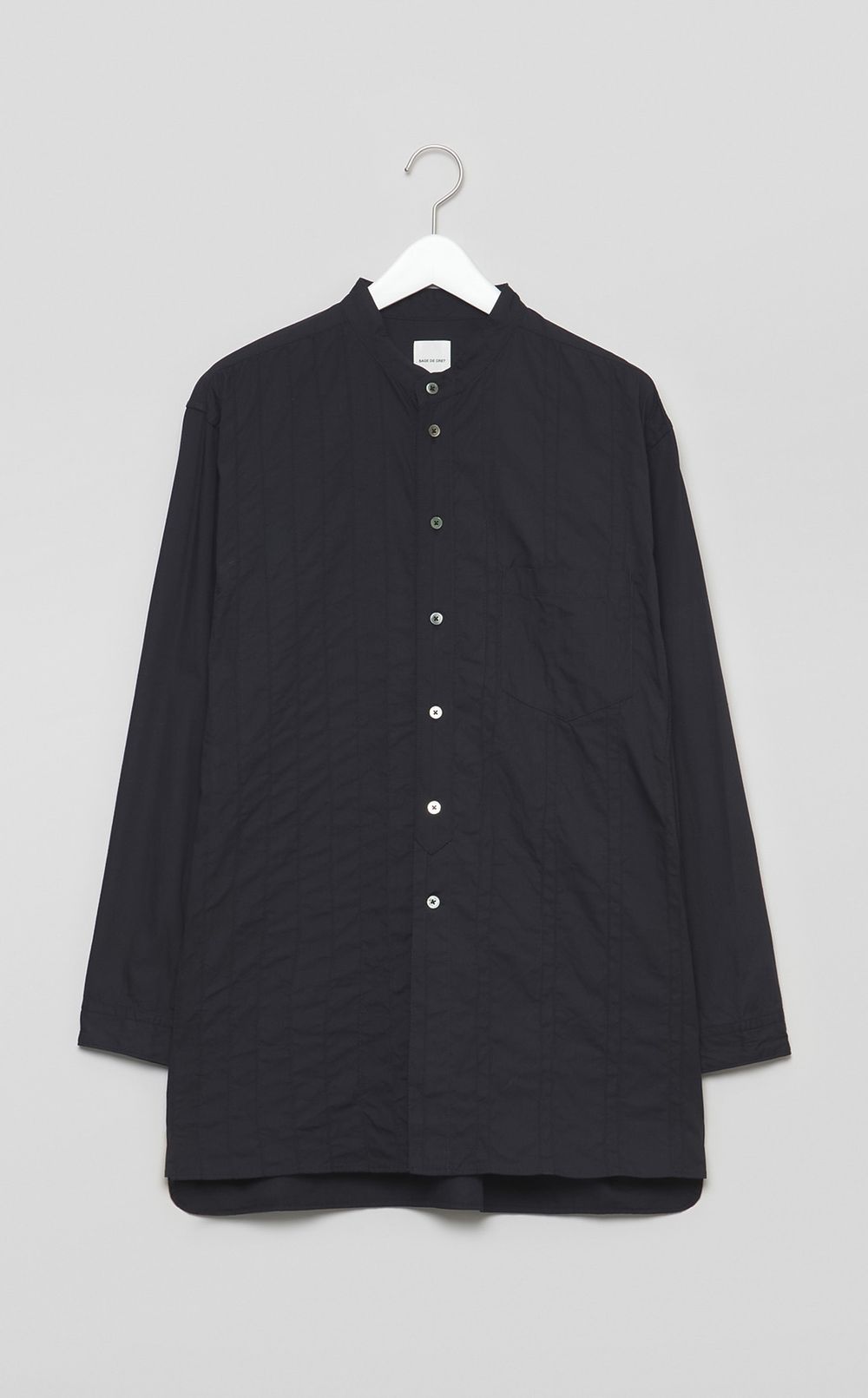 スタンドカラーロングシャツ