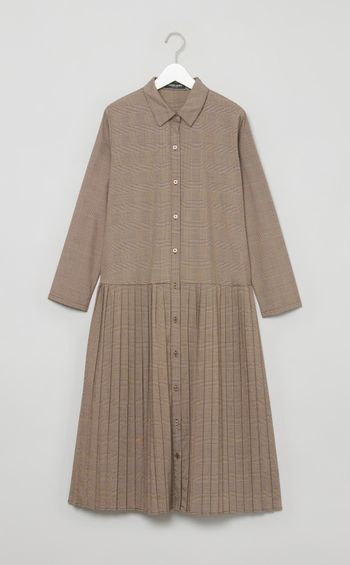 プリーツシャツワンピース