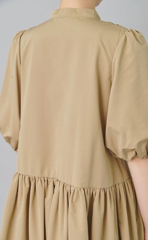 ハーフパフスリーブシャツワンピース