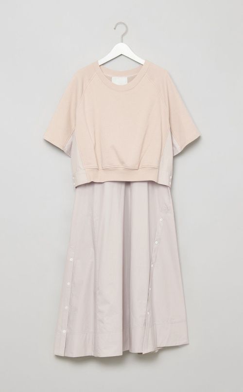 ハーフスリーブスウェットコンビワンピース