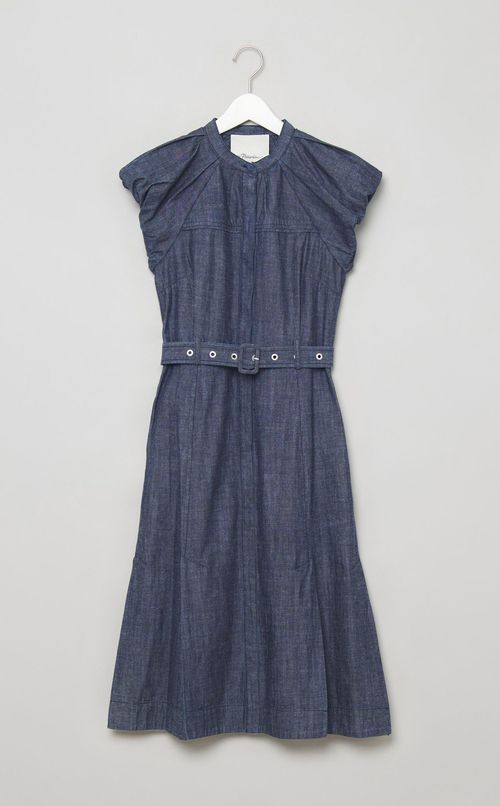 シャンブレーパフスリーブワンピース