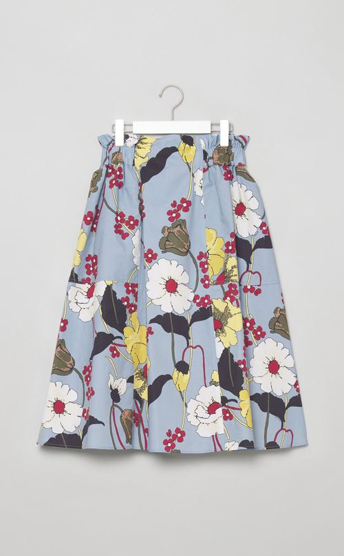 レトロフラワープリントギャザースカー卜