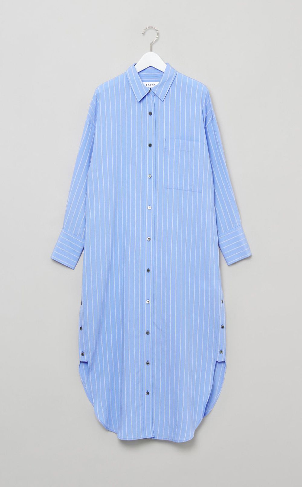 立体ストライプロングシャツワンピース