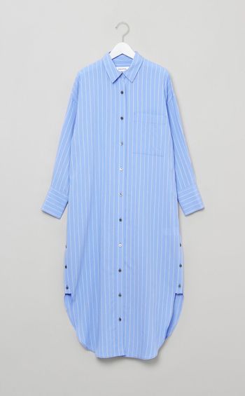 立体ストライプロングシャツワンピース