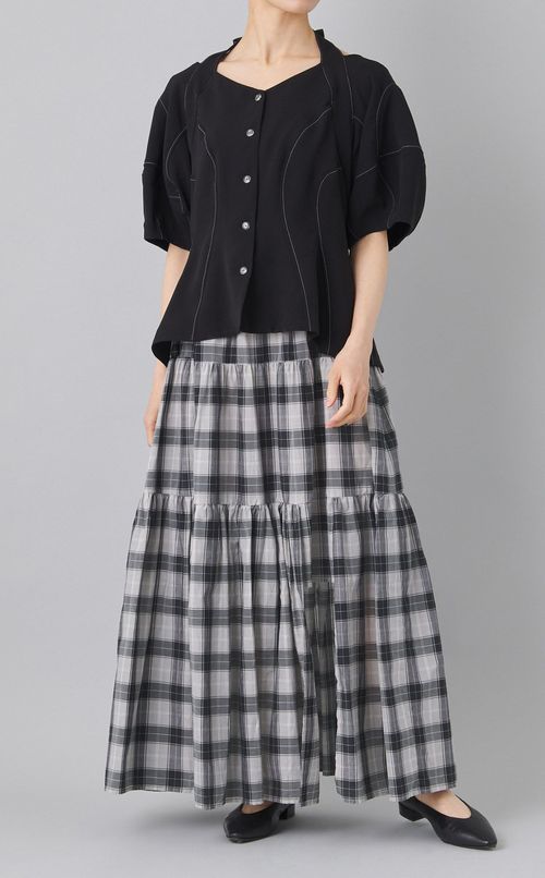 チェックティアードロングスカー卜