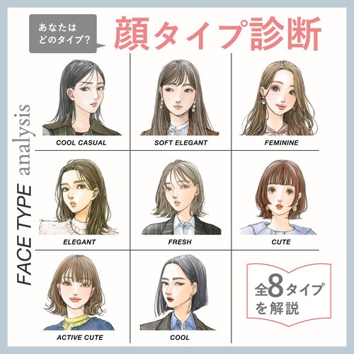 【無料顔タイプ診断付き】8タイプの特徴・芸能人・似合う服をわかりやすく解説