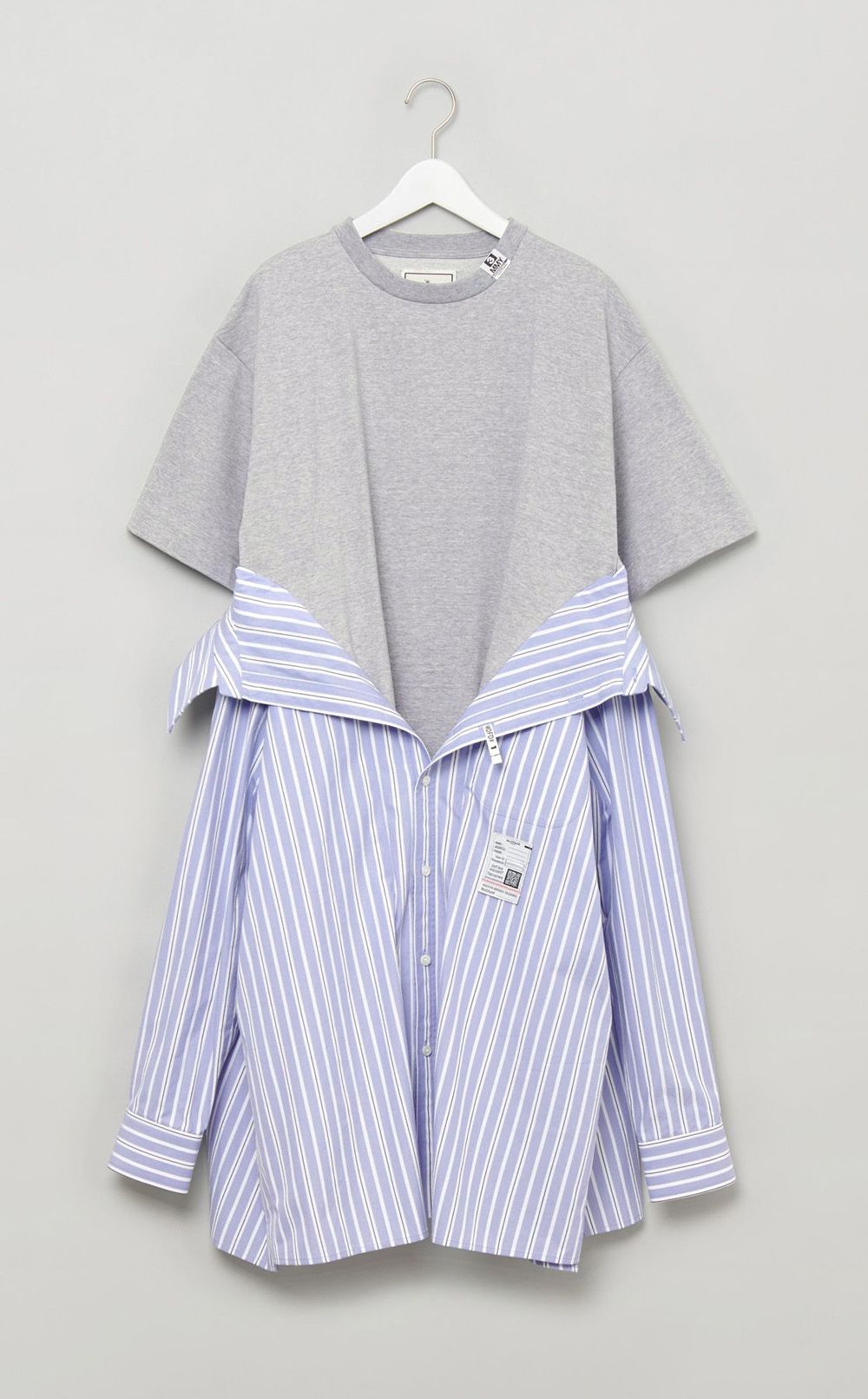 ストライプシャツコンビワンピース