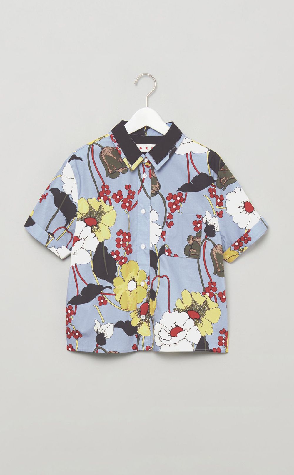 レトロフラワープリントコットンブラウス