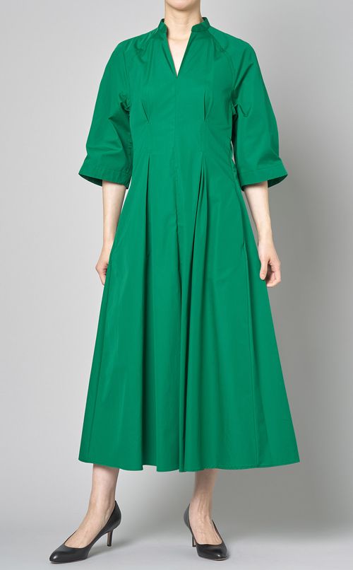 コットンポプリンギャザーワンピース