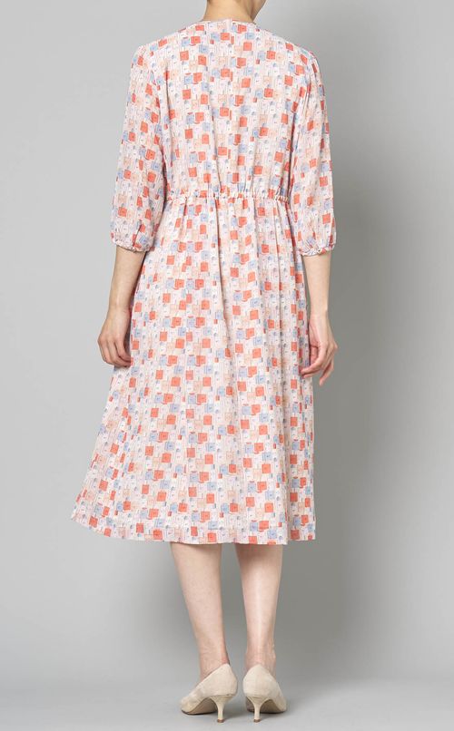 ボトルプリントギャザワンピース