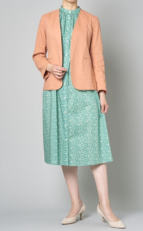 フラワープリントシャツワンピース