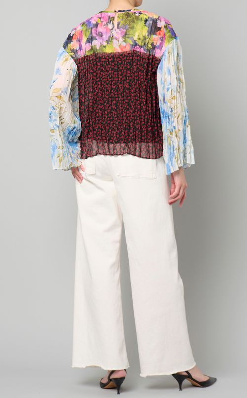 ミックスプリントプリーツブラウス