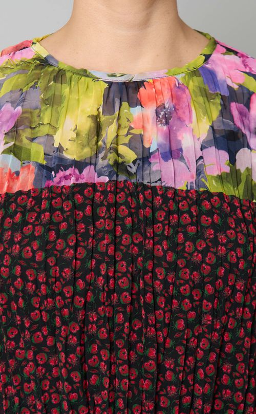 ミックスプリントプリーツブラウス